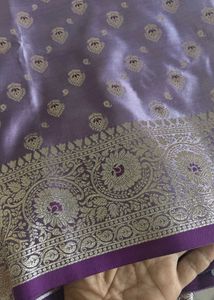 Elegant lavender satin Banarasi Saree