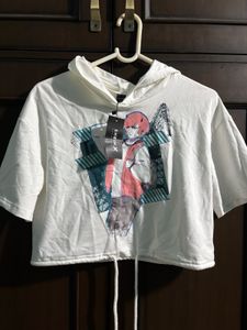 Trendy Shein X Anime Graphic Cropped Hoodie
