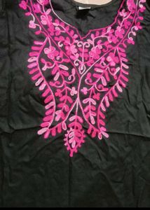 Embroidered Black Kurta