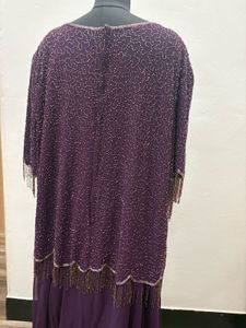 Purple Beaded Evening Gown