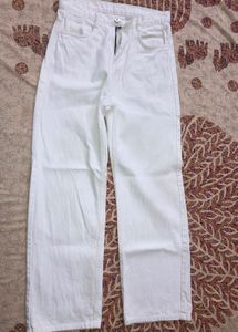 White Straight Fit Jeans