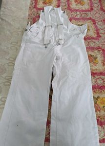 White Denim Overalls
