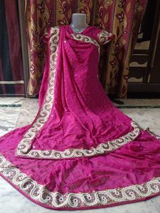 Pink Embellished Saree