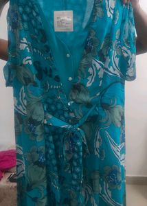 I AM FOR YOU Women Blue &amp; White Floral Dres