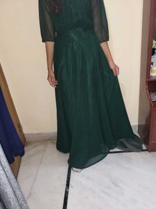 Elegant  Dark Green Maxi Dress xl gown Georgette