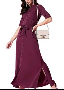 Maroon Shirt Dress