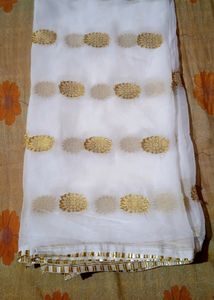 Golden Zari Chiffon Dupatta