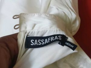 White Satin Top With Bedazzeled Neck