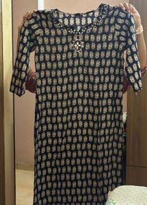 Printed Kurti with Embellished Neckline