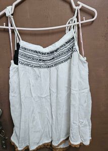 White Embroidered Tank Top