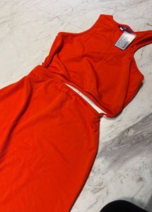 Chic Orange Cutout Dress