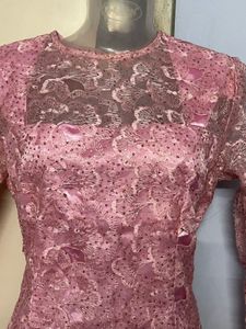 Vintage Pink Lace Maxi Dress