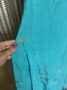 Sea Green Kurta With Silver Self fabric embroidery