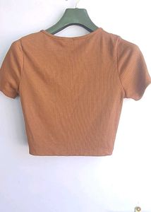 Brown Top With Silver Stitch Button Sss Brand