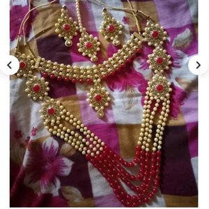Elegant Red &amp; Gold Indian Jewelry Set