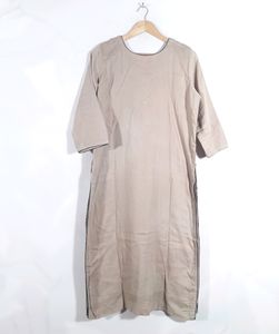 Dark Beige Embroidery Kurta Set (Women's)