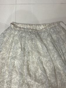 White &amp; Silver Lehenga Skirt