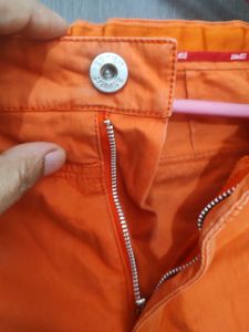 Orange Wide Leg Cargo Pants