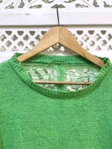 Trendy Green Distressed Knit Top B