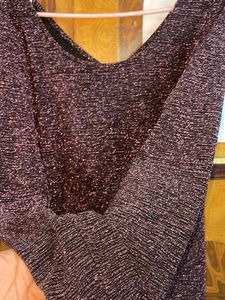 Code Sparkly Long Sleeve Blacked Top