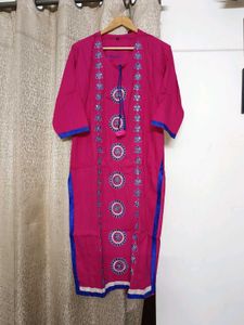 Pink Embroidered Kurta