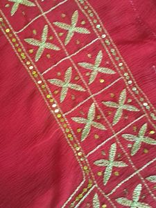 Pure Red Saree With Kasab Work(KARWACHOTH SPECIAL)