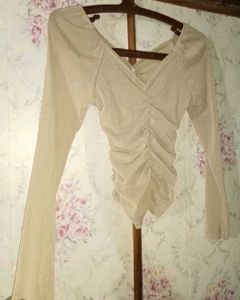 Sparkly Beige Long Sleeve Top