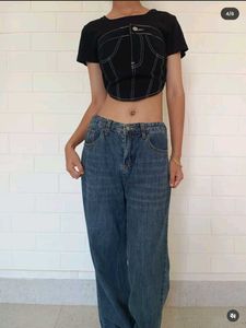 Black Denim Corset Top