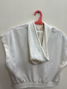 White Cropped Hoodie