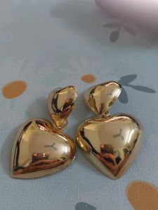 Gold Heart Drop Earrings