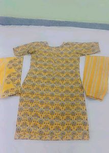 Yellow Printed Kurta Set