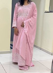 BUY Semi Stitch PINK HEAVY KURTA SET XL