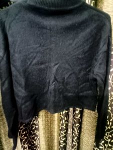 Floral Black Crop Sweater