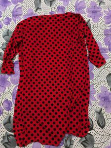 Red Black Polka Dots Front Open Shrug