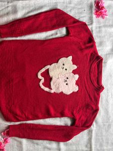 Cute Red Cat Sweater
