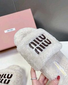 Furry Off-white Slides For Women