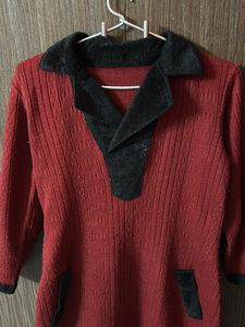 Vintage Maroon Tunic with Black Trim