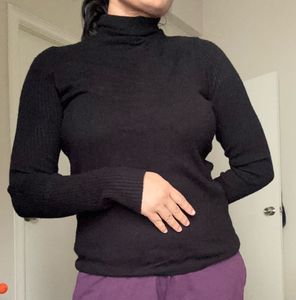 Jet Black Turtle Neck Top