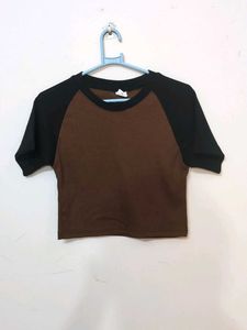 Brown & Black Crop Top