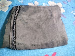 Grey Saree With Embroidery Blouse
