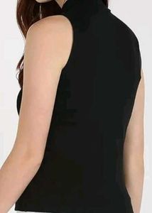 Sleeveless Black Mock Neck Top