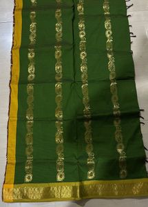 Green & Maroon Gold Cotton Saree