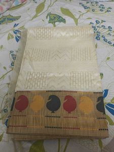 Elegant Off-White Saree with Paisley Border