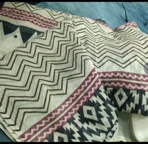 Black Kurti with Printed Scarf