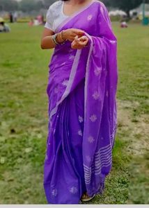 Elegant Purple Saree with white blouse bust 36