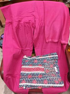 Block Print Pink Kurti Set with Bottom And Dupatta