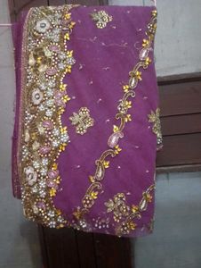 Elegant Purple Embroidered Saree with blouse