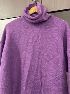 Purple Turtleneck Sweater Dress