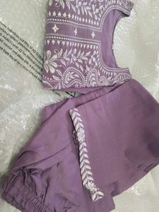 Embroidered Purple kurta with bottom
