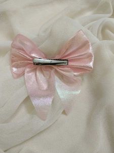 Pink Metallic Bow Hair Clip